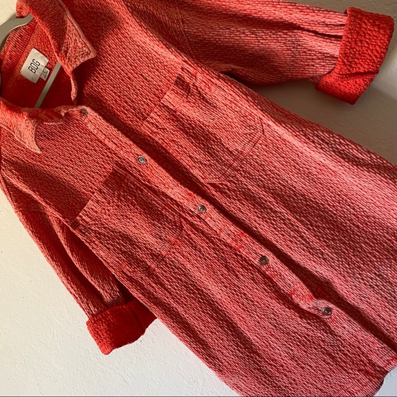 BDG Urban Outfitters Womens Size L Jacket Neon Pink Button Down Collared Sweater - Picture 3 of 13